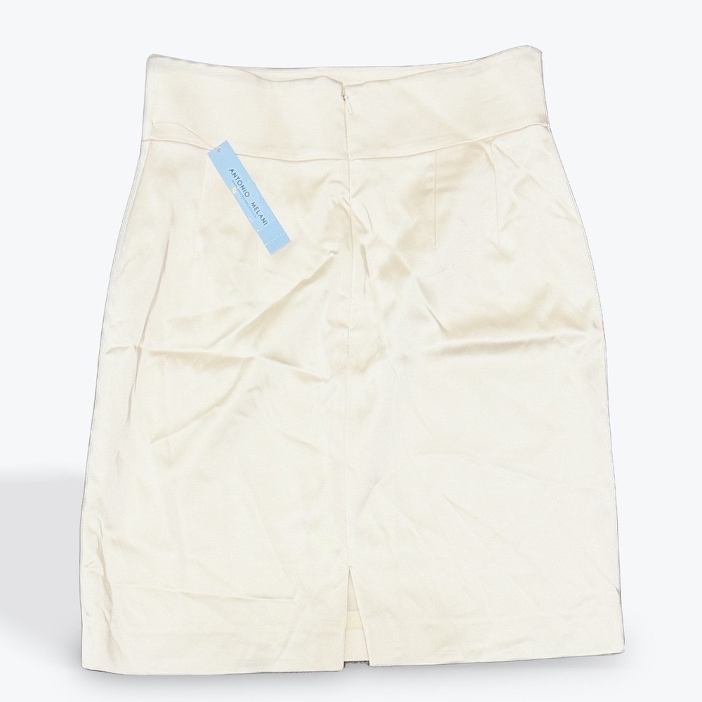 Antonio Melani Ivory Satin Pencil Skirt Zipper Back Women Size Petite - Picture 2 of 11